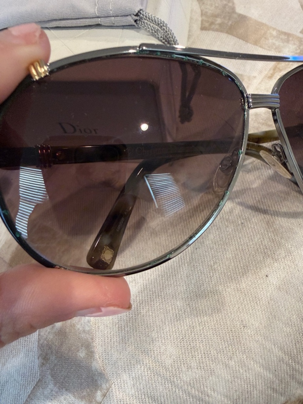 Christian Dior Dior Chicago2 Gold Tone Frame Aviator Sunglasses host pick - Picture 9 of 16